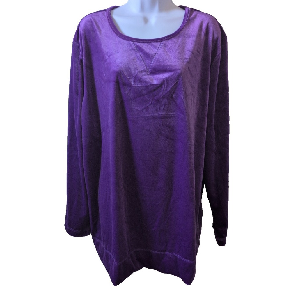 Woman Within Velvet‎ Sweatshirt Womens 2X Purple Soft Pullover - New